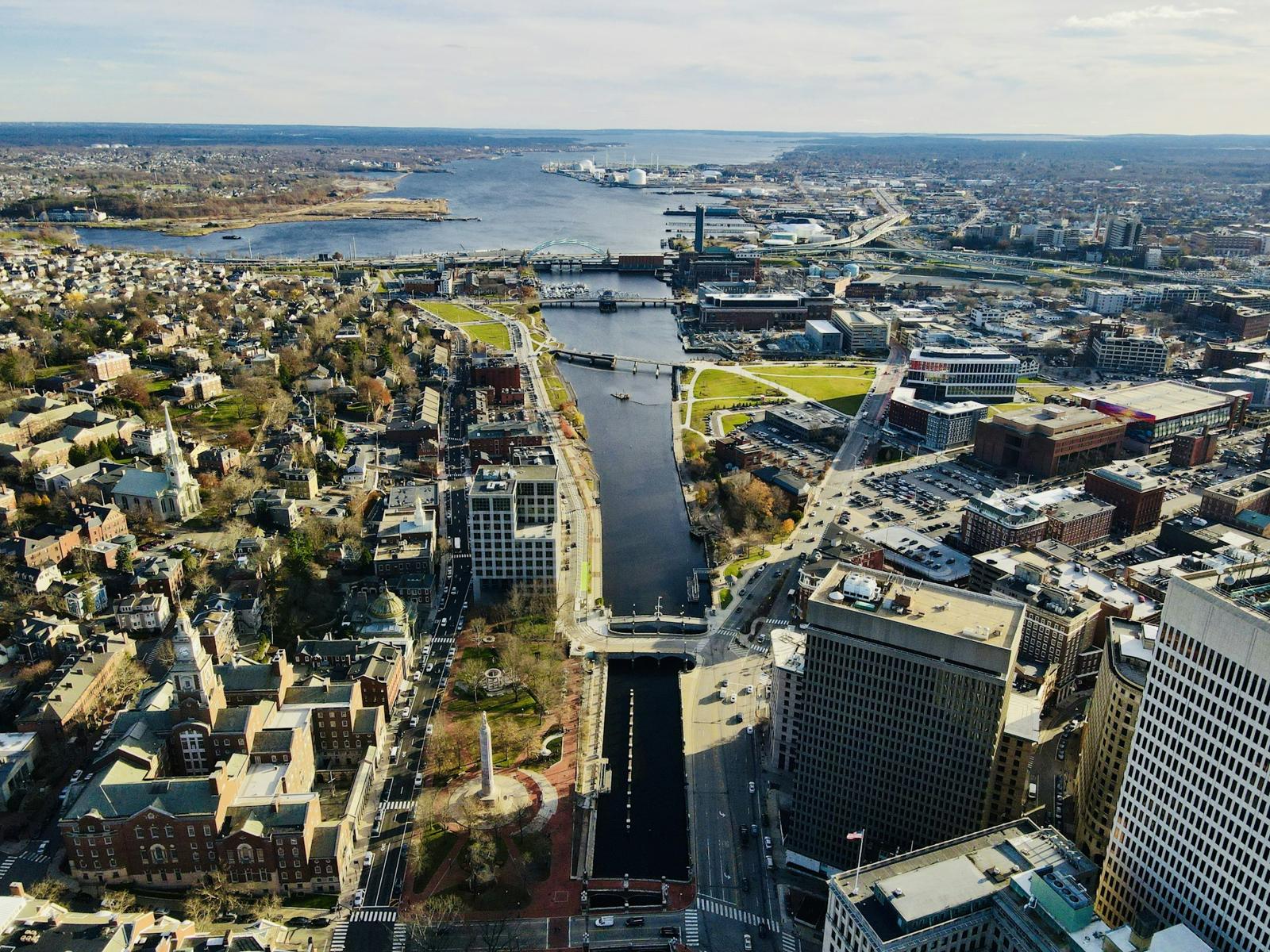 Aerial view of Providence and the Providence River