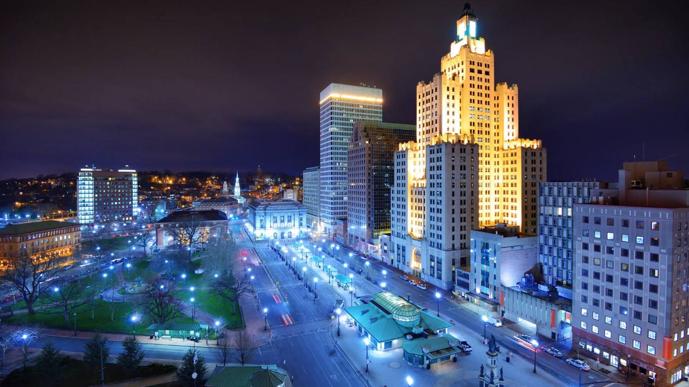 Downtown Providence, Rhode Island at night